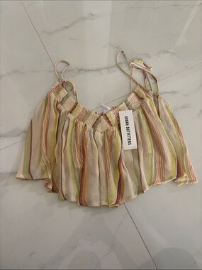 NWT Urban Outfitters Striped Crop Cami - Yellow, Cream & Pink